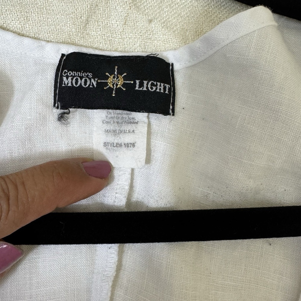 MoonLight Lagenlook Linen Tank Top Womens M/L Asymmetrical Large Button Pockets - Picture 6 of 10